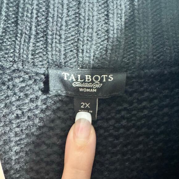 Talbots Sweater Women 2X Black Plus Size Cardigan Minimal Modest Cashmere Blend - Picture 5 of 7